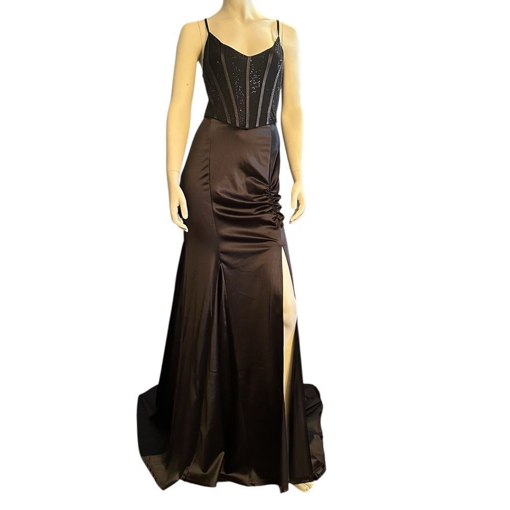 Alice Fashion Satin and Sequin Prom Dress Black L NWOT